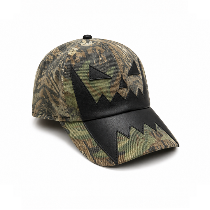 CAMO LEATHER FACE HAT