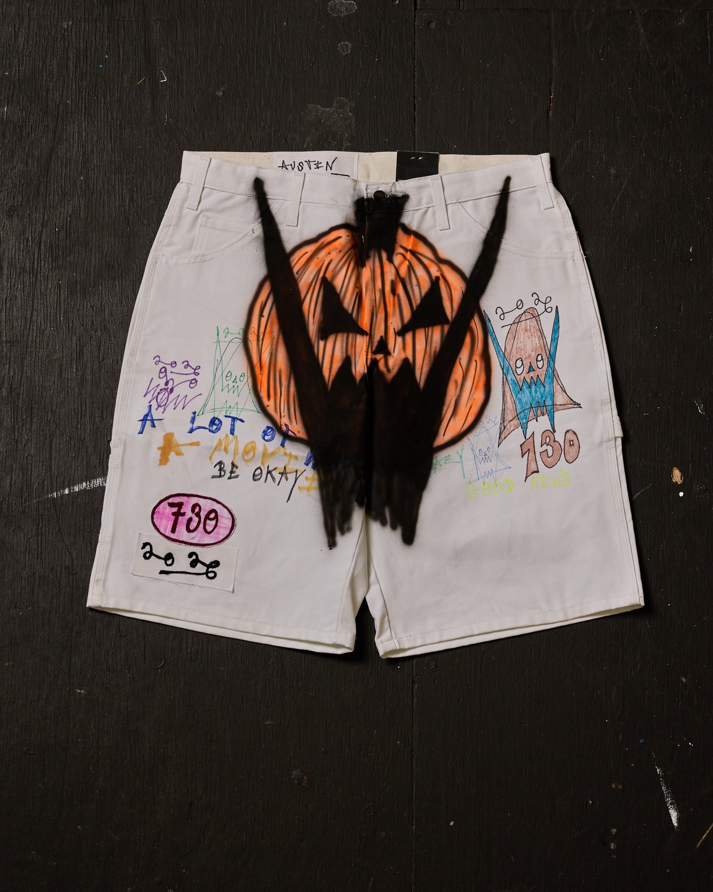 AIRBRUSHED PUMPKIN UTILITY SHORT #2 (SIZE 34)