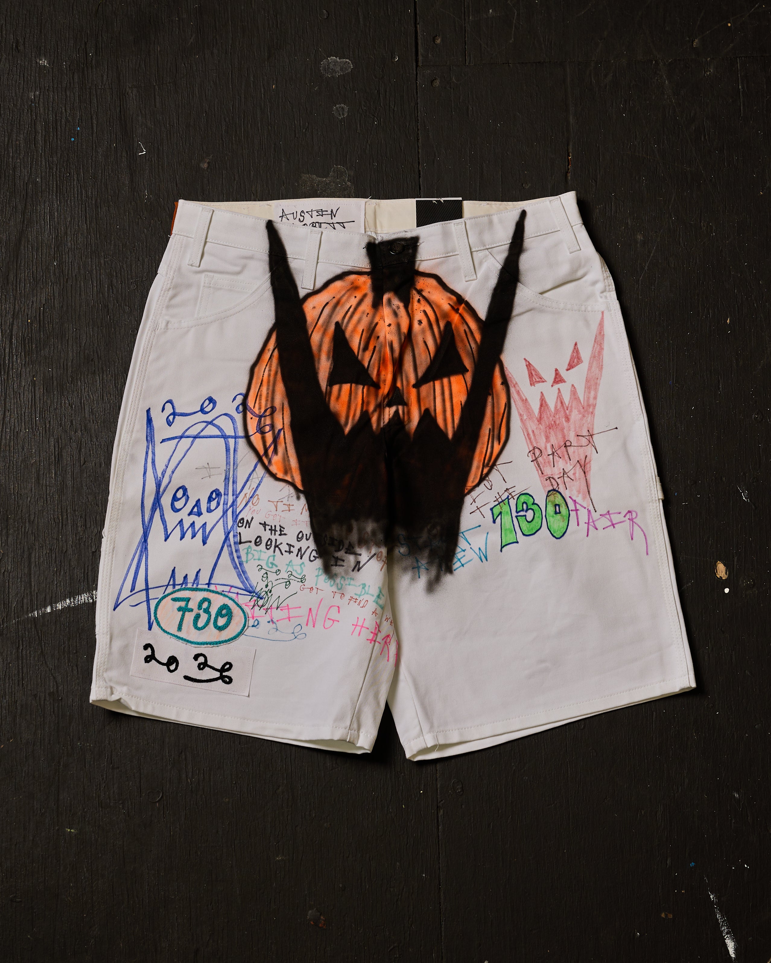 AIRBRUSHED PUMPKIN UTILITY SHORT #3 (SIZE 34)