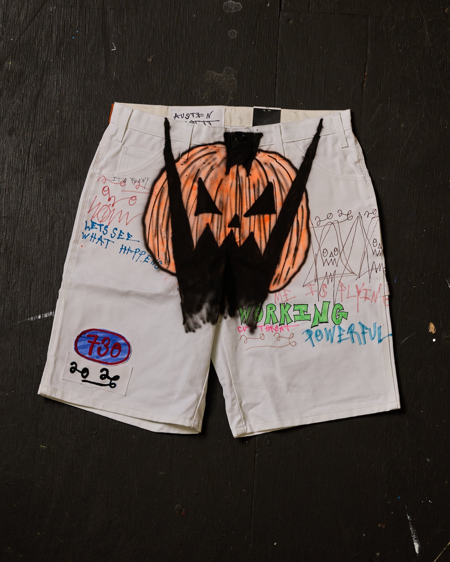 AIRBRUSHED PUMPKIN UTILITY SHORT #7 (SIZE 34)