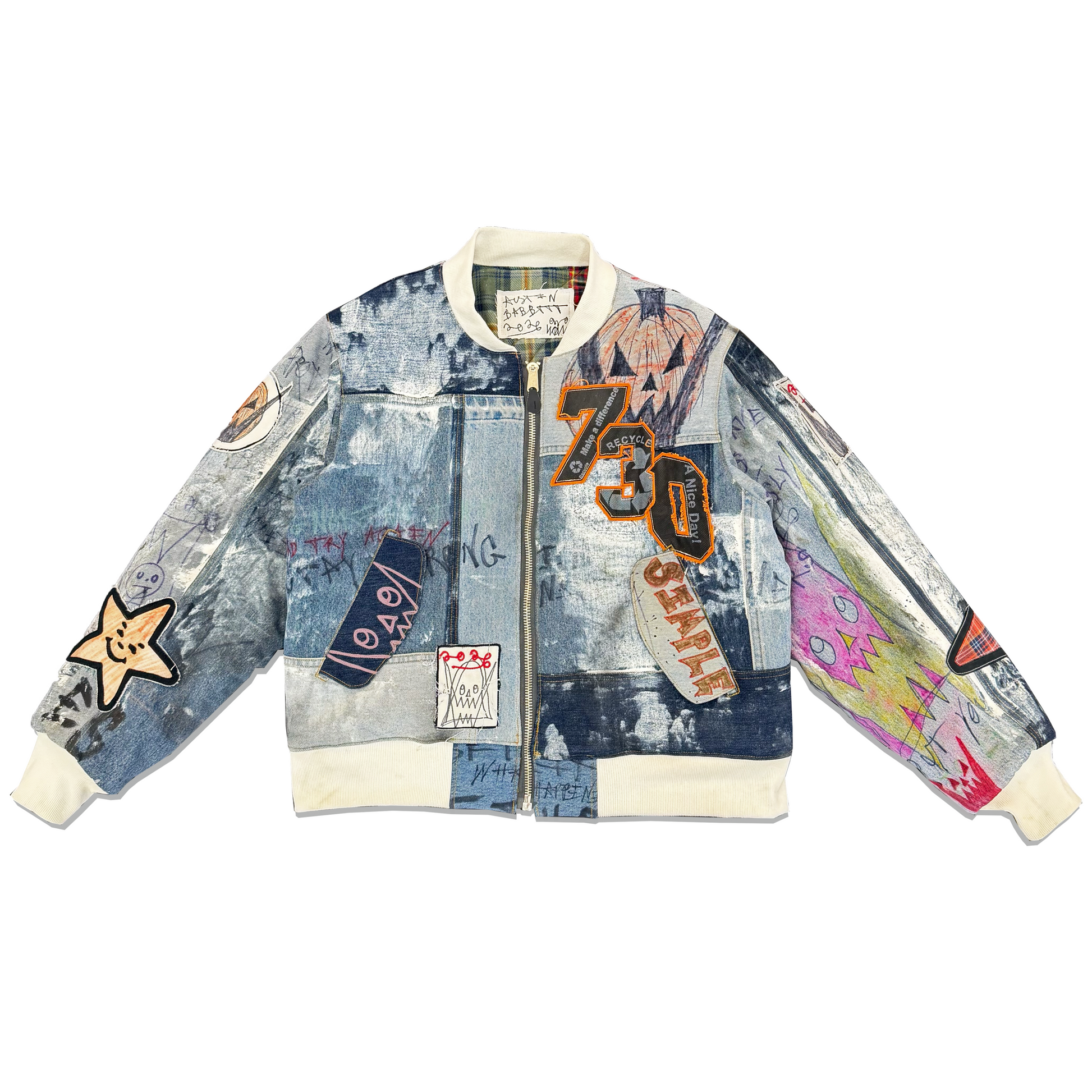  Jeans ‘90s Reversible Bomber Jacke How I made this 2 in 1 bomber jean jacket 🪡 #diyclothing