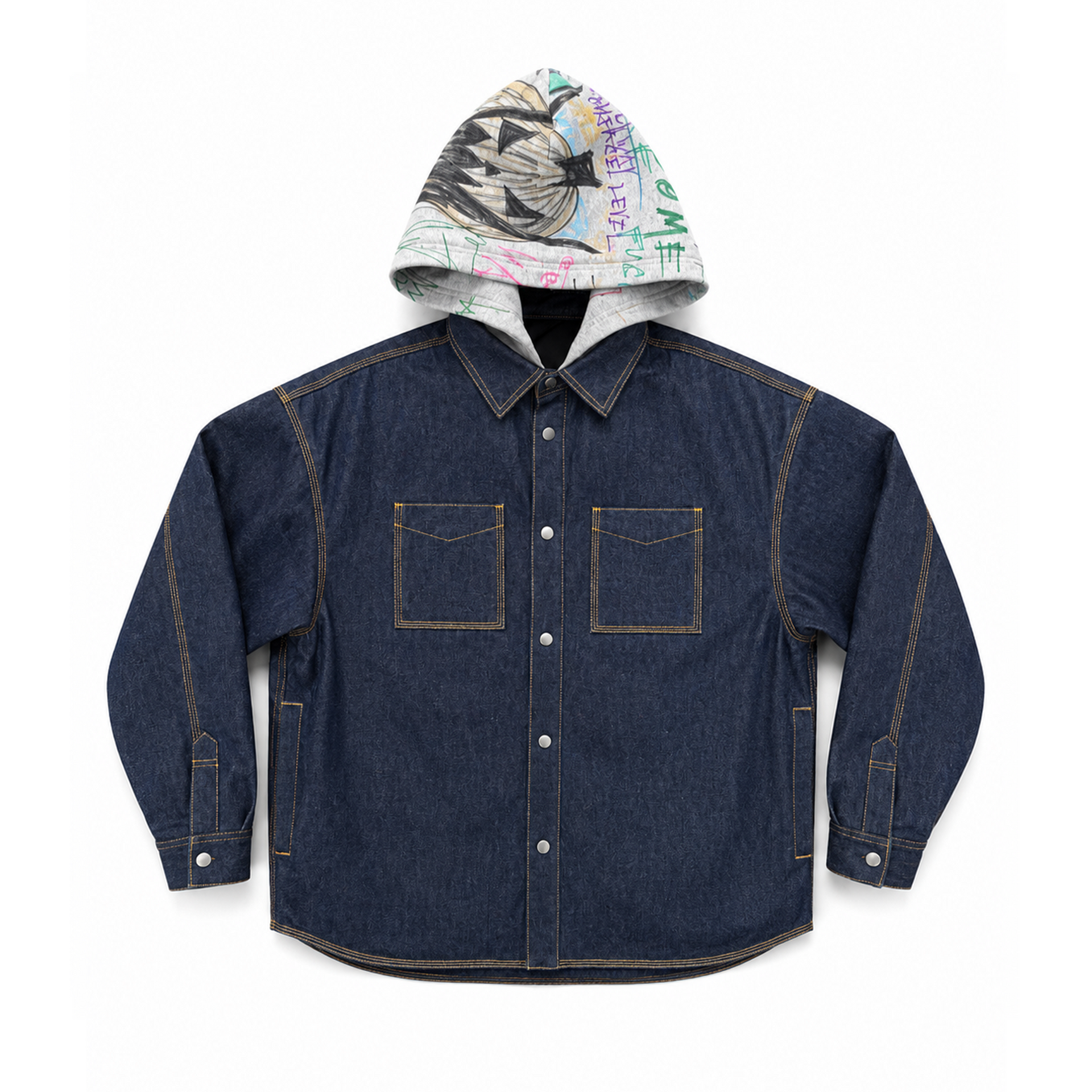 HOODED DENIM WORK JACKET – ASSPIZZA