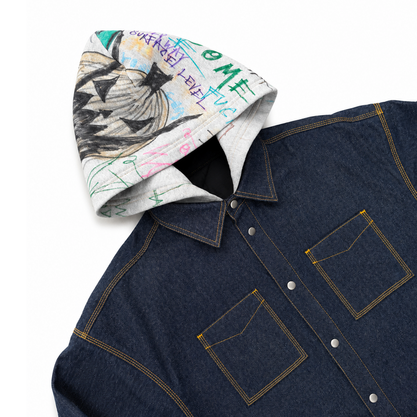 HOODED DENIM WORK JACKET